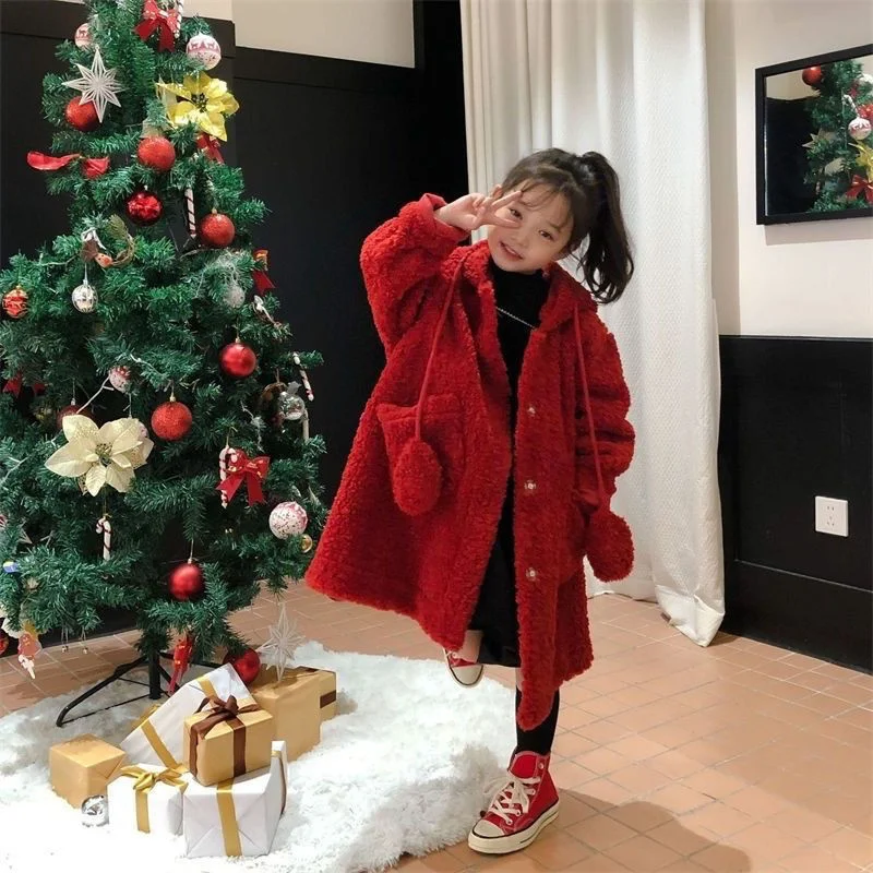 Girls Coat Jacket Winter Cotton Windbreak 2023 Red Warm Thicken Teenagers High Quality Children’s Clothing