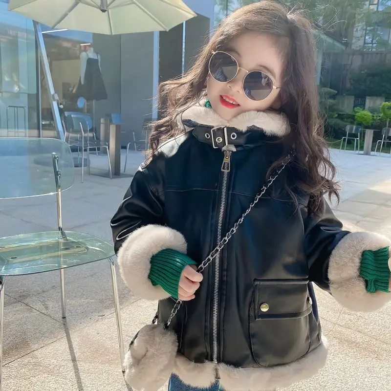 Girls Kids Coat Jacket Overcoat Cotton Lasted Warm Plus Thicken Velvet Winter Sports Teenager School Children’s Clothing